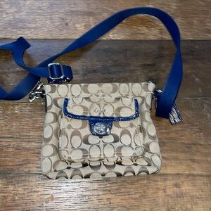 Coach Signature Swingpack Crossbody Navy Patent